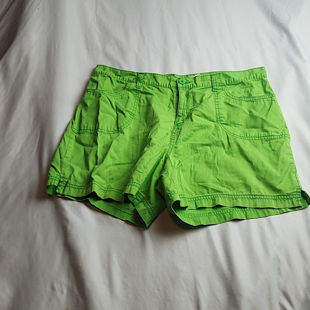 Faded Glory Chino Shorts Lime Punch Green 100% Cotton Women's Size 10